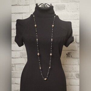 Retro faux Pearl With Black Beads Single Strand or Multiple Strands